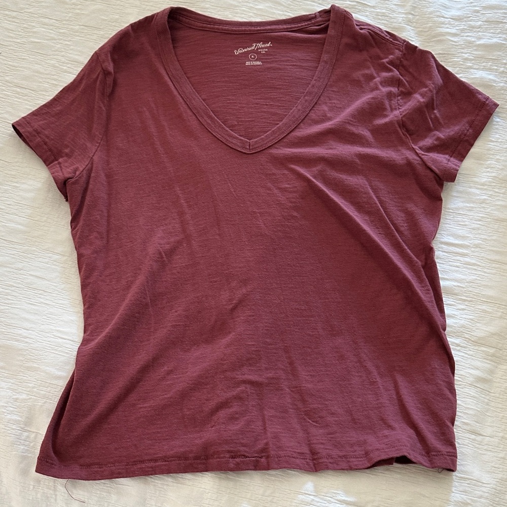 Universal Thread Burgundy V-Neck Tee